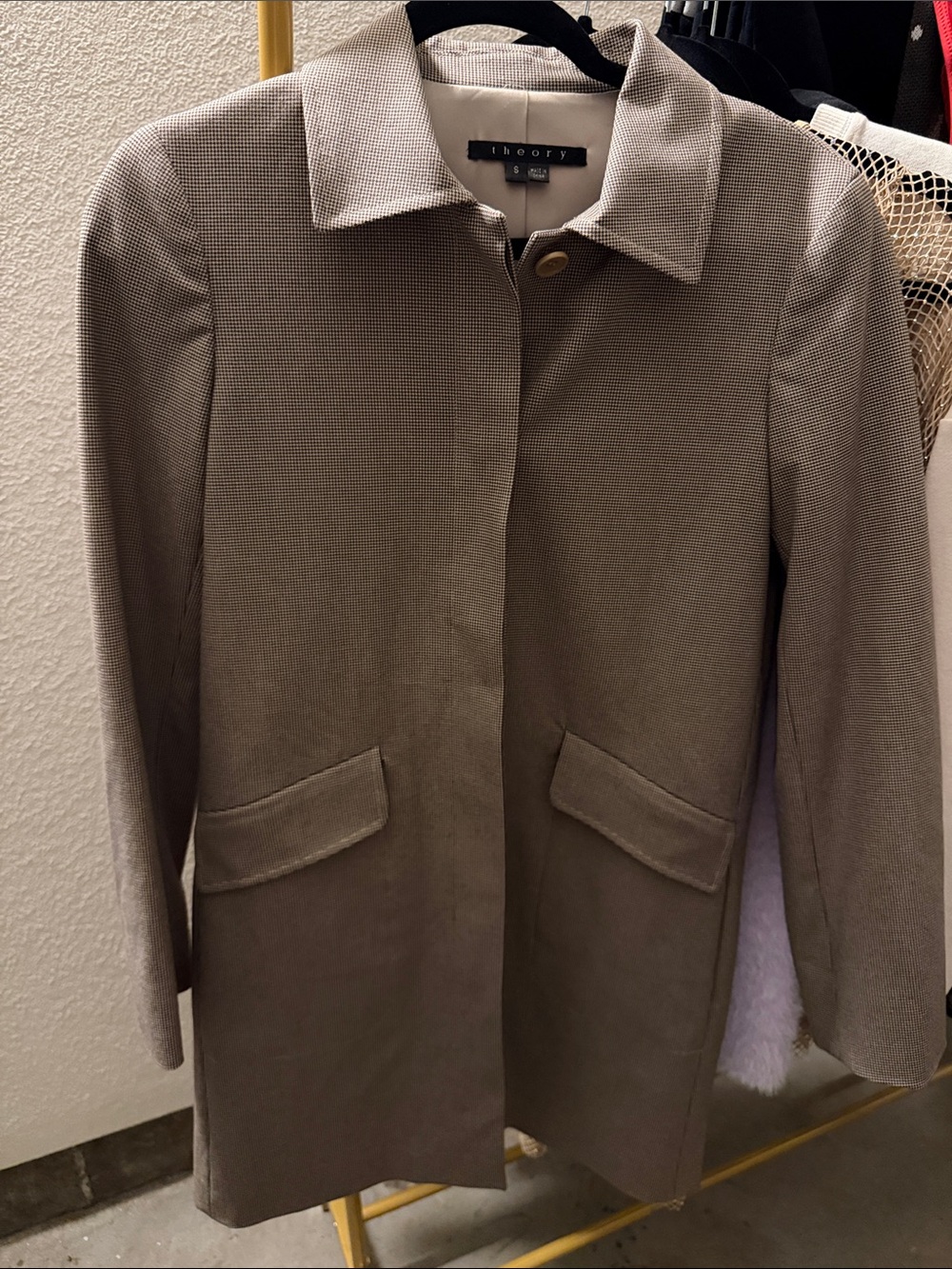 Theory Taupe/Camel Single-Breasted Trench Coat
